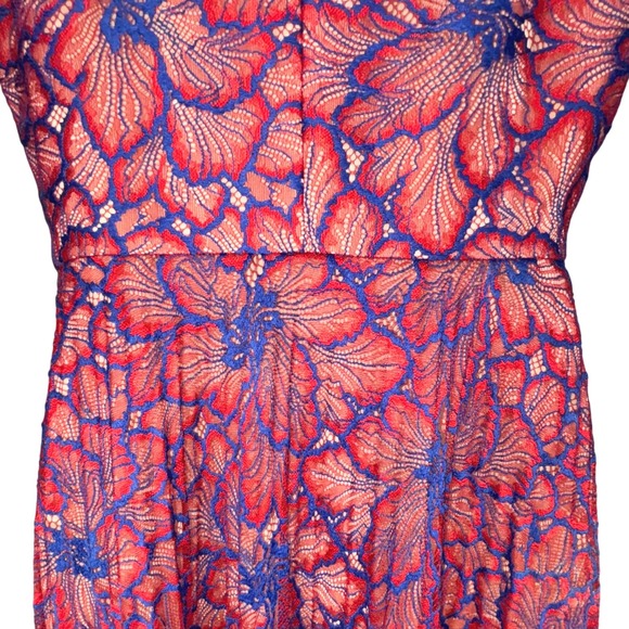 NWT Antonio Melani Pammy Dress Red Blue‎ Floral Lace Size 4 Sleeveless Midi - Picture 10 of 15